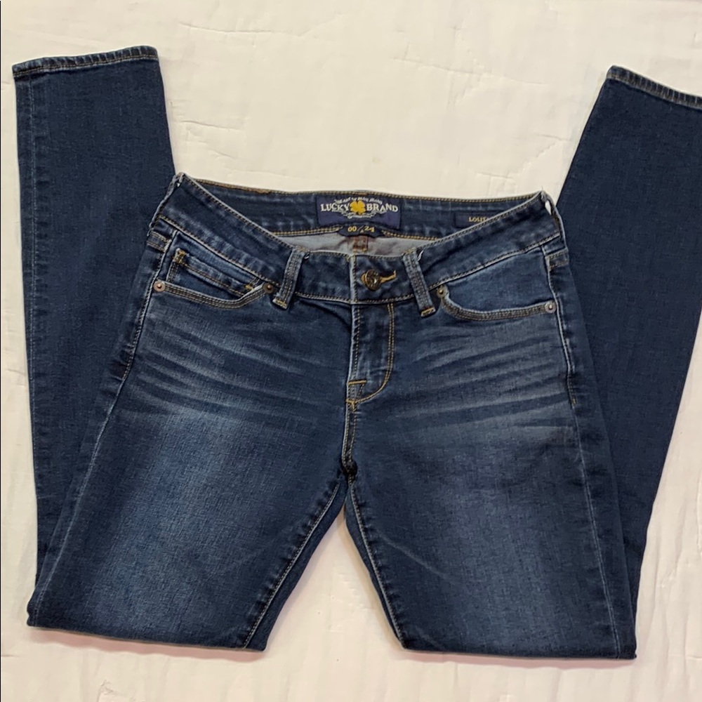 Lucky Brand Lolita Skinny‎ Jeans Women's Size 00/24 - Dark Wash Distressed Denim